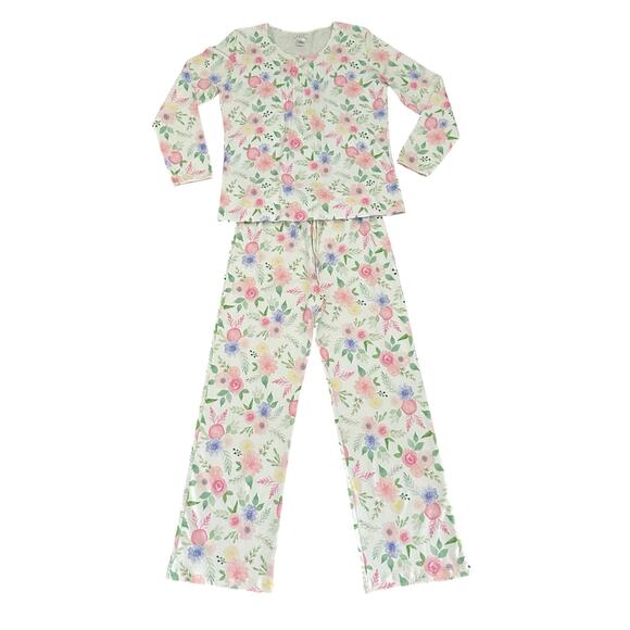 Cotn Womens Pink Floral Pajamas Small Cozycore Romantic Modest Quiet Luxury NWOT - Picture 1 of 11